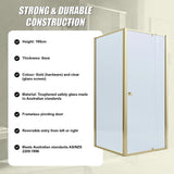 Adjustable Semi Frameless Shower Screen 82-90cm x 98-101cm With Gold Hardware For Modern Bathrooms - Extra Image