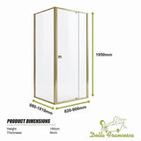 Adjustable Semi Frameless Shower Screen 82-90cm x 98-101cm With Gold Hardware For Modern Bathrooms - Extra Image