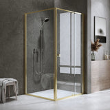 Adjustable Semi Frameless Shower Screen 98-106cm x 98-101cm With Gold Hardware For Modern Bathrooms - Front View