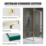 Adjustable Semi Frameless Shower Screen 98-106cm x 98-101cm With Gold Hardware For Modern Bathrooms - Extra Image