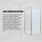 Adjustable Semi Frameless Shower Screen 98-106cm x 98-101cm With Gold Hardware For Modern Bathrooms - Extra Image