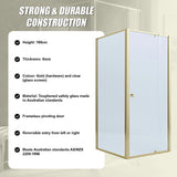 Adjustable Semi Frameless Shower Screen 98-106cm x 98-101cm With Gold Hardware For Modern Bathrooms - Extra Image