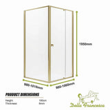 Adjustable Semi Frameless Shower Screen 98-106cm x 98-101cm With Gold Hardware For Modern Bathrooms - Extra Image