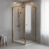 Adjustable Semi Frameless Shower Screen 74-82cm x 98-101cm With Gold Hardware For Modern Bathrooms - 45-Degree Angle