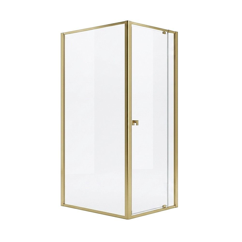 Adjustable Semi Frameless Shower Screen 74-82cm x 98-101cm With Gold Hardware For Modern Bathrooms