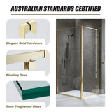 Adjustable Semi Frameless Shower Screen 74-82cm x 98-101cm With Gold Hardware For Modern Bathrooms - Extra Image