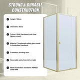 Adjustable Semi Frameless Shower Screen 74-82cm x 98-101cm With Gold Hardware For Modern Bathrooms - Extra Image