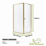 Adjustable Semi Frameless Shower Screen 74-82cm x 98-101cm With Gold Hardware For Modern Bathrooms - Extra Image