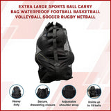 Extra Large Sports Ball Carry Bag Waterproof Football Basketball Volleyball Soccer Rugby NetBall