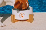 Pet Ceramic Bowl with Wooden Stand - Front View
