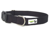 100% Pure Bamboo Fibre Dog Collar Plastic Buckle - Moondidley Pets Large Black - Front View