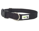 100% Pure Bamboo Fibre Dog Collar Plastic Buckle - Moondidley Pets Small Black - Front View