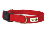 100% Pure Bamboo Fibre Dog Collar Plastic Buckle - Moondidley Pets X-Small Red - Front View