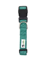 Bling Glitter Overlay Nylon Dog Collar Breakaway Buckle - Moondidley Pets Large Turquoise - Side View