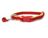 100% Pure Bamboo Fibre Cat Collar Plastic Buckle Red - Moondidley Pets - Front View