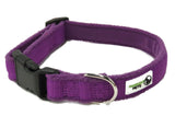 100% Pure Bamboo Fibre w/Fleece Lining Dog Collar Plastic Buckle - Moondidley Pets  Small Purple - Front View