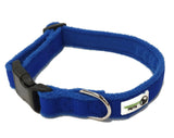 100% Pure Bamboo Fibre w/Fleece Lining Dog Collar Plastic Buckle - Moondidley Pets X-Small Navy - Front View