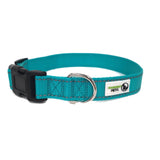 Nylon w/Reflective Stitching Dog Collar Large Turquoise - Moondidley Pets - Front View
