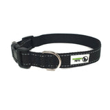 Nylon w/Reflective Stitching Dog Collar Medium Black - Moondidley Pets - Front View