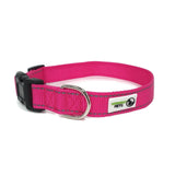 Nylon w/Reflective Stitching Dog Collar Medium Pink - Moondidley Pets - Front View