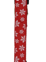 Christmas Dog Collars Adjustable - Moondidley Pets Large Red Snow Flakes - Front View