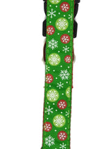 Christmas Dog Leashes 1.2m - Moondidley Pets Green Snow Flakes - Front View