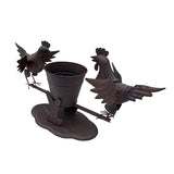 Rust Chooks w Planter On Base 26cm - Front View