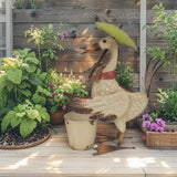 Standing Duck w Umbrella + Pot Planter 46cm - Front View