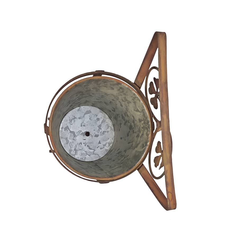 Arty Owl w Galvanised Pot Planter 23cm