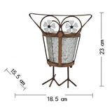 Arty Owl w Galvanised Pot Planter 23cm - 45-Degree Angle