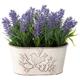 Artificial Lavender Plant in Oval Pot w Bird 22cm