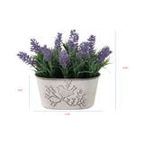Artificial Lavender Plant in Oval Pot w Bird 22cm - Side View