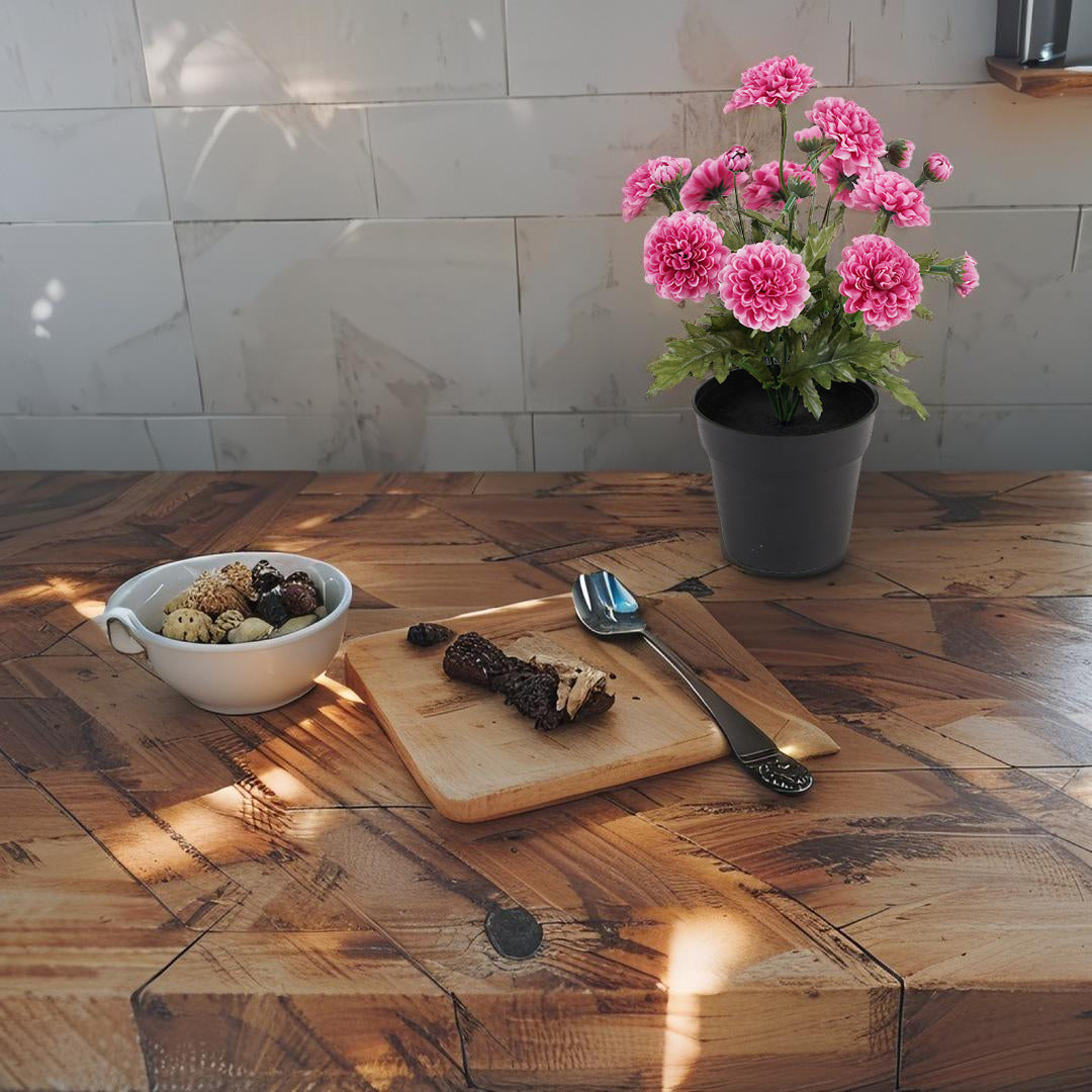 Potted Artifical Pink 'Mum' Chrysanthemum 27cm