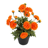 Potted Artificial Orange 'Mum' Chrysanthemum 26cm - Top-Down View