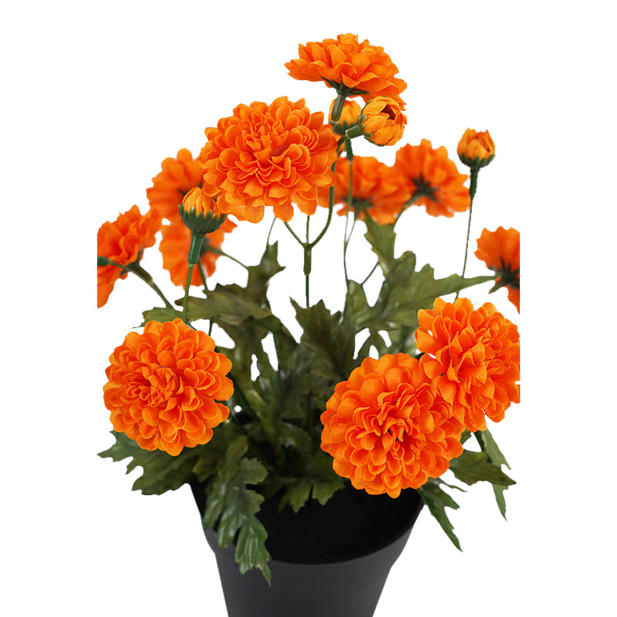Potted Artificial Orange 'Mum' Chrysanthemum 26cm