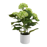 Potted Artificial Green Hydrangea 50cm - Side View