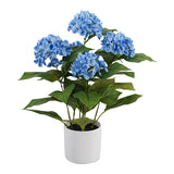 Potted Artificial Blue Hydrangea 50cm - Front View