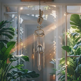 Hanging Cast-Iron Dragonfly Chimes w Bell 73cm - Side View