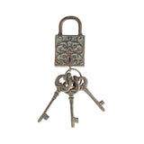 Antique Lock w 3 Keys on Ring 31cm