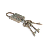 Antique Lock w 3 Keys on Ring 31cm - Front View