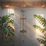 Hanging Cast Iron Dragonflies Chime w Bell 76cm - Top-Down View