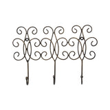 Fleur 3 Hook Wall Hanging Iron 31cm - Front View