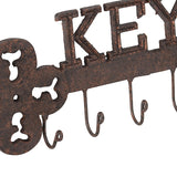 Cast Iron Trendy Wall Hanging Key w 5 Hooks 31cm - Side View