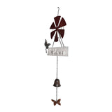 Hanging Welcome Windmill w Bell + Butterflies 88cm - Side View