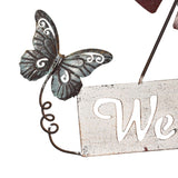 Hanging Welcome Windmill w Bell + Butterflies 88cm - Top-Down View