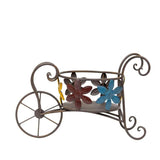 Antique Wheelbarrow w Flower Design Pot Planter 41cm - Side View