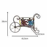 Antique Wheelbarrow w Flower Design Pot Planter 41cm - 45-Degree Angle