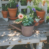 Watering Can Shape Potplanter w Blue Flower 28cm - Front View