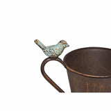 Watering Can Shape Potplanter w Blue Flower 28cm - Top-Down View
