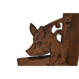 Cast Iron Fleur Pig Bookends Set 14cm - Top-Down View